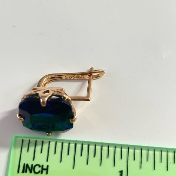 🌟 Rose Gold Blue Earrings - Picture 3 of 3